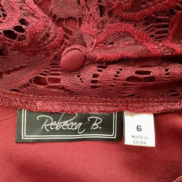 Red REBECCA B Lace Bell Sleeve Cocktail Dress sz 6 Burgundy Red NEW - Picture 7 of 8